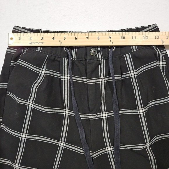 American Eagle Size 2 Black Plaid Super Hi-Rise Skinny Cropped Pants Drawstring - Picture 8 of 10